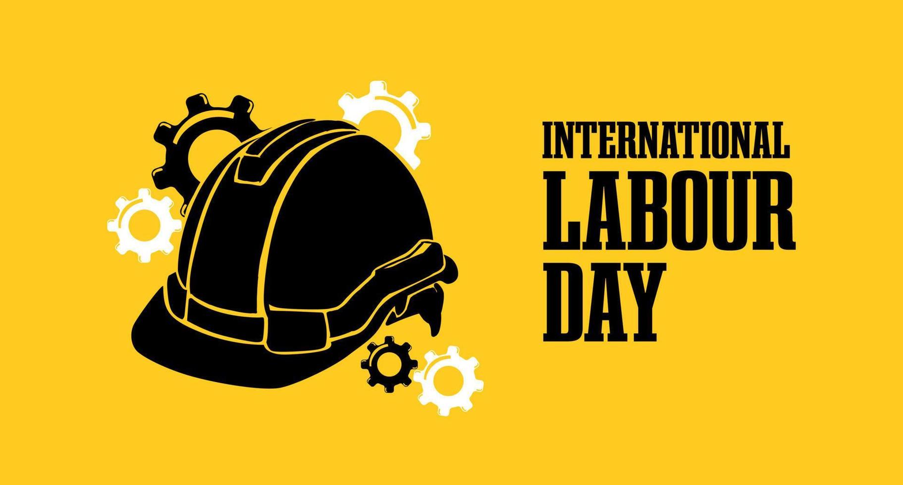 International labour Day May 1 Banner With Safety Helmet Hand Drawn Sketch Illustration Concept vector