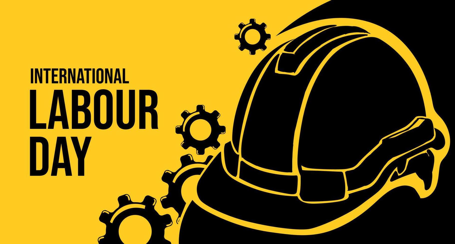 Simple International labour Day May 1 Banner With Safety Helmet Hand Drawn Sketch Illustration Concept vector