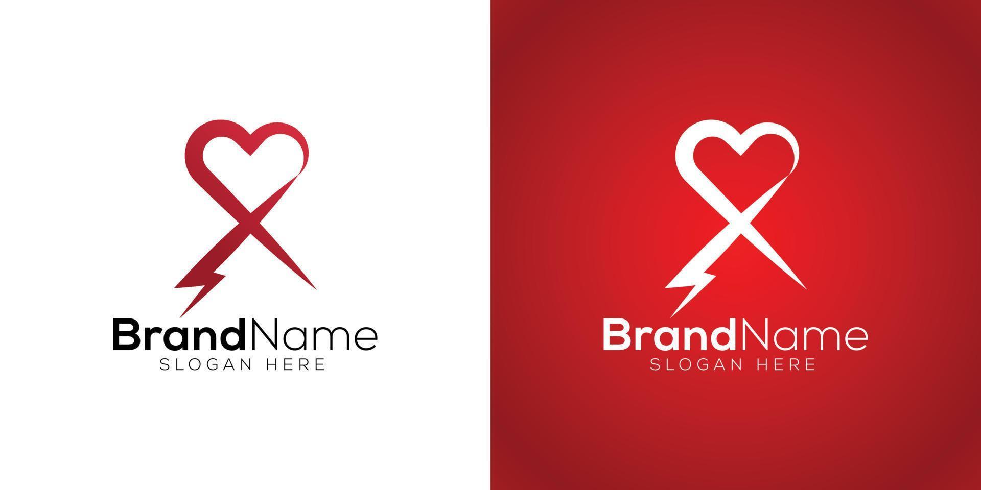 Heart Attack or heart thunder logo design template vector