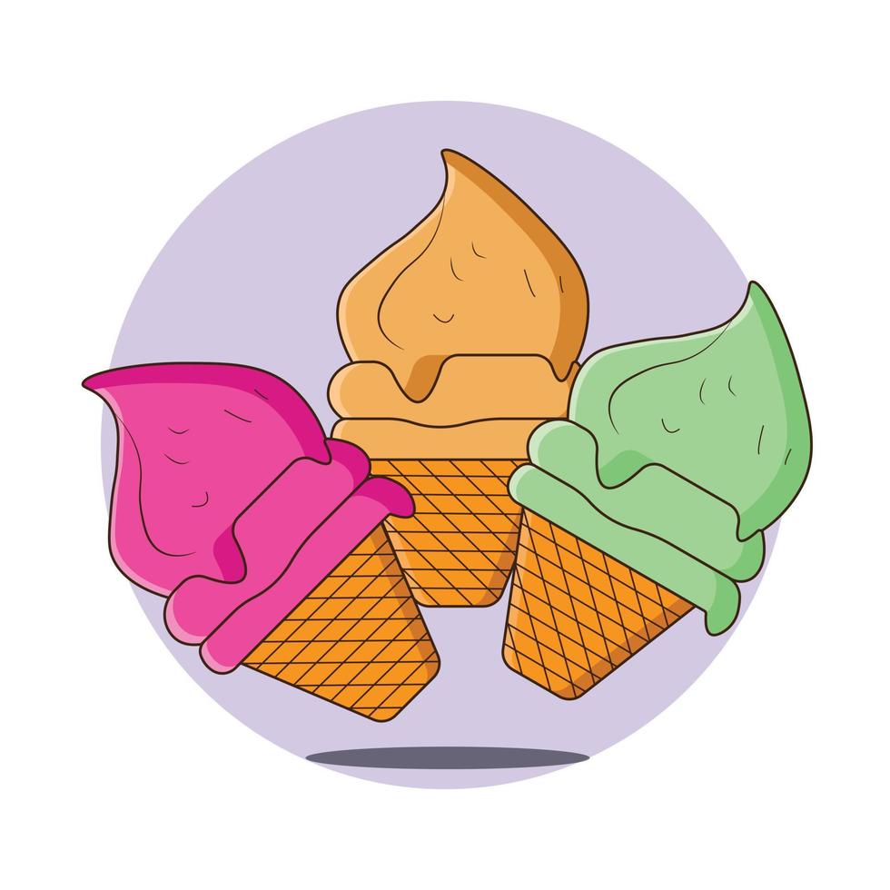 Set of Ice cream vector art.Ice cream cartoon.