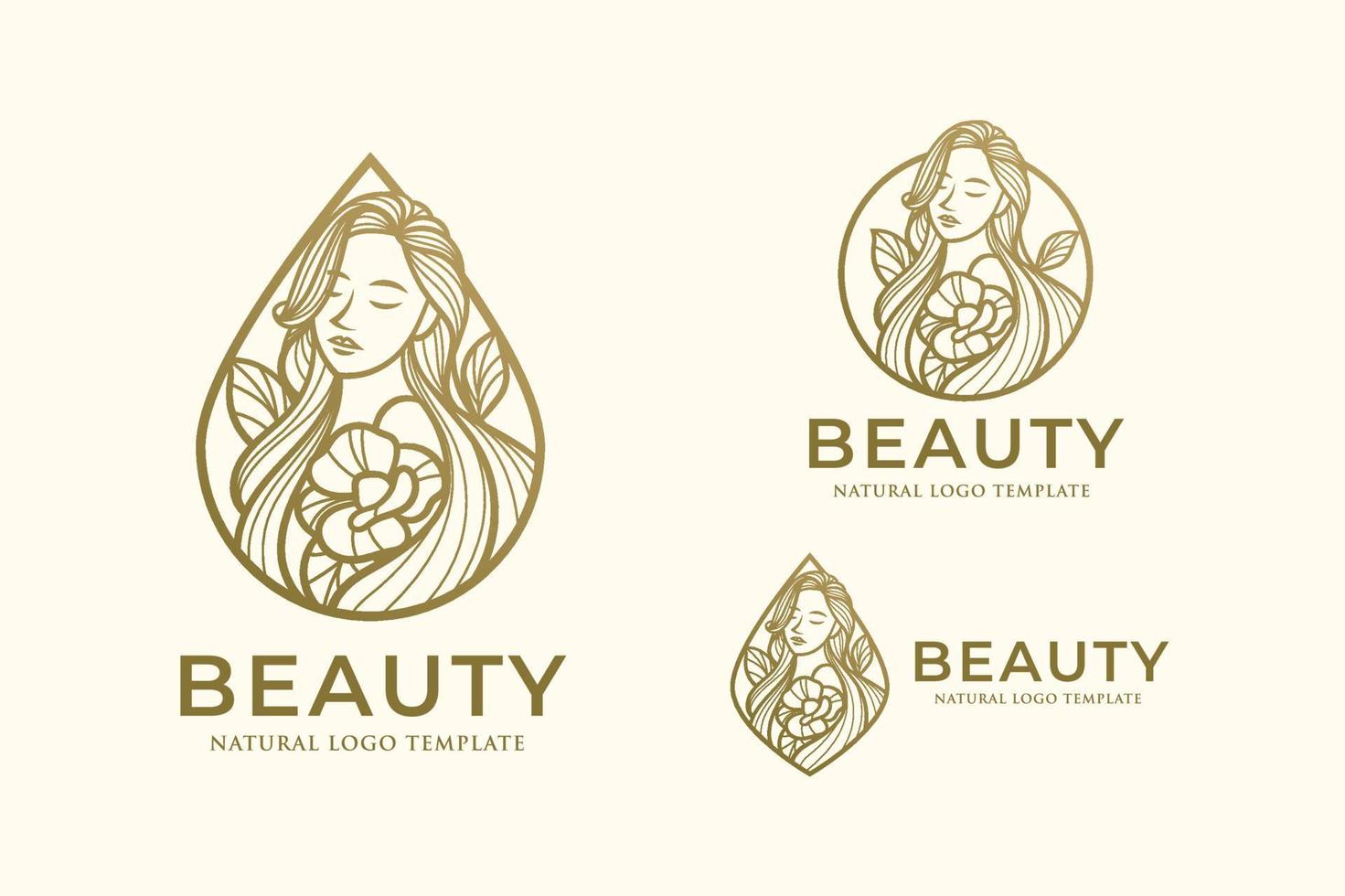 plantilla de diseño de logotipo de arte de línea de mujer de belleza vector