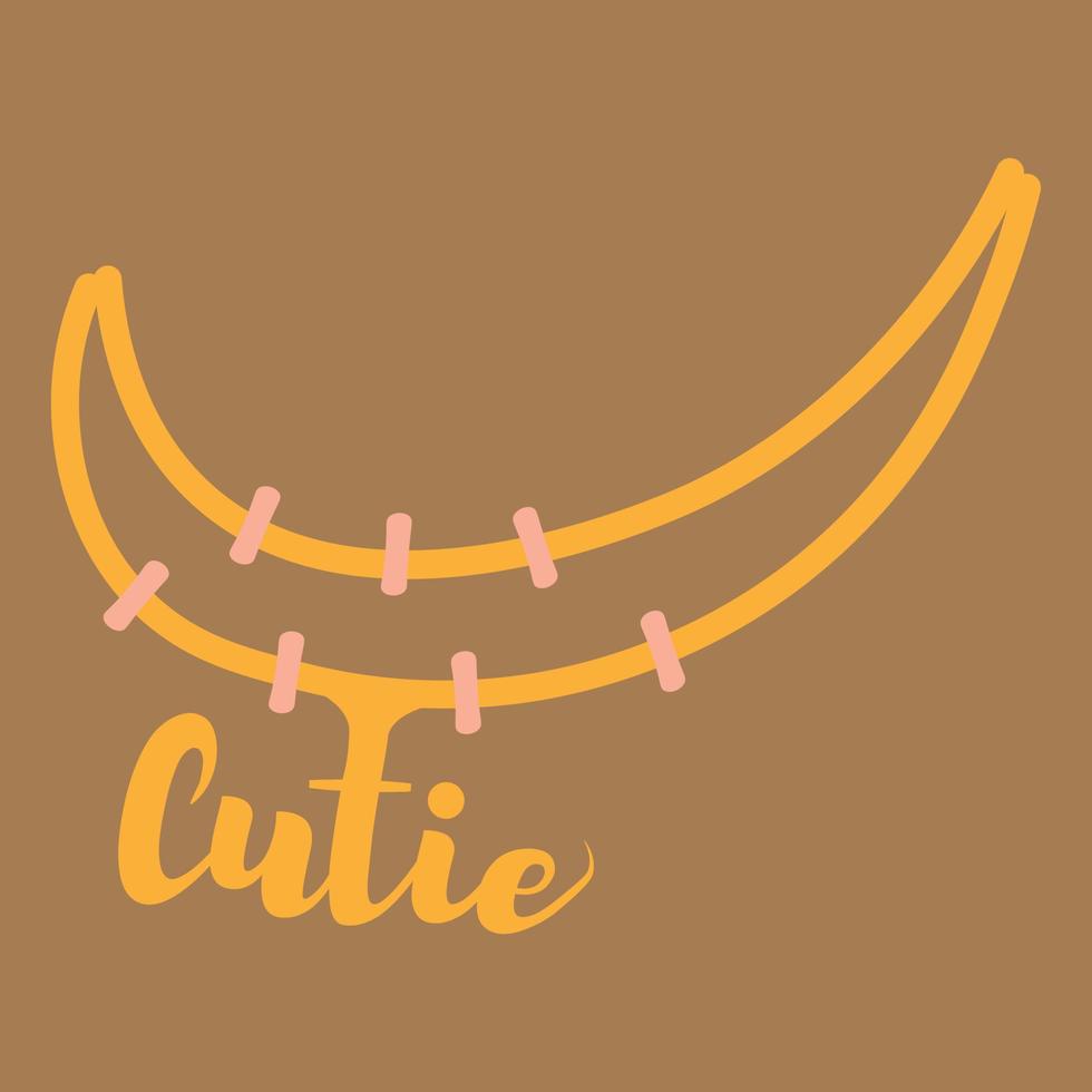 cute gold necklace with lettering cutie vector