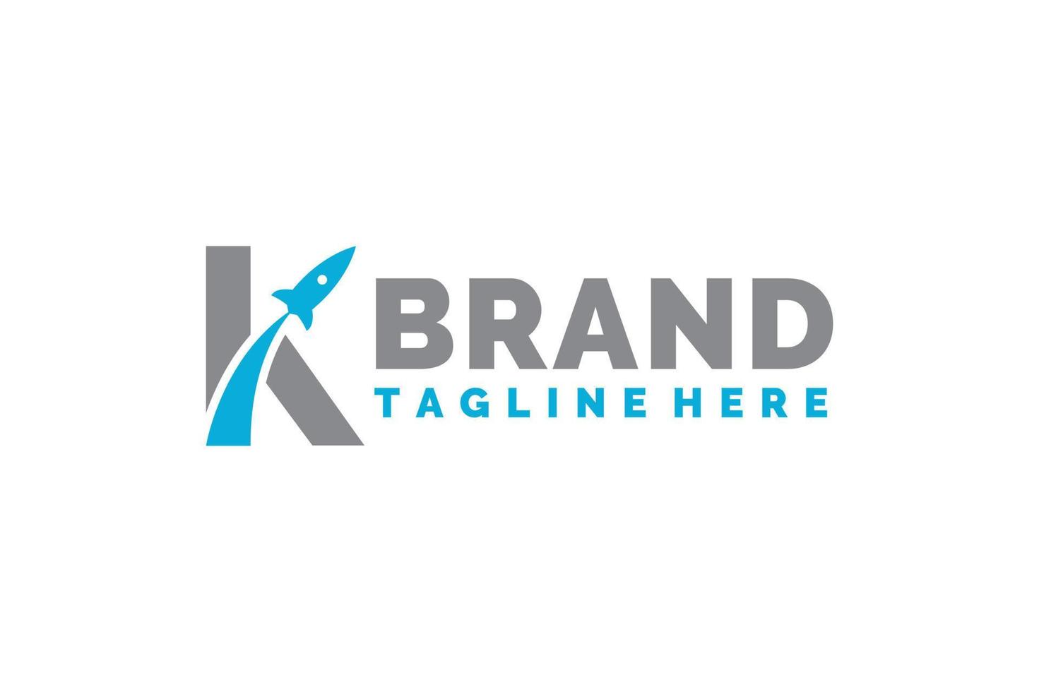 initial K rocket logo vector