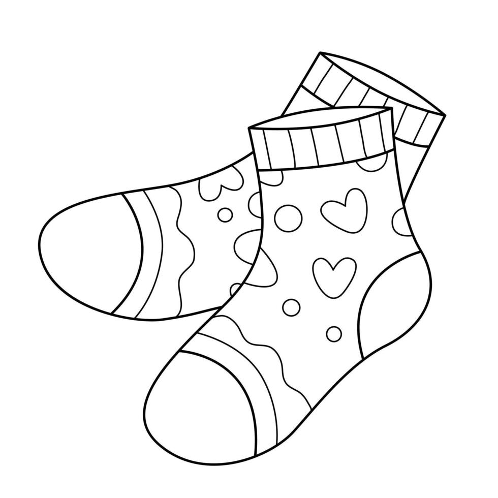 Socks coloring book for kids. Coloring page. Monochrome black and white ...