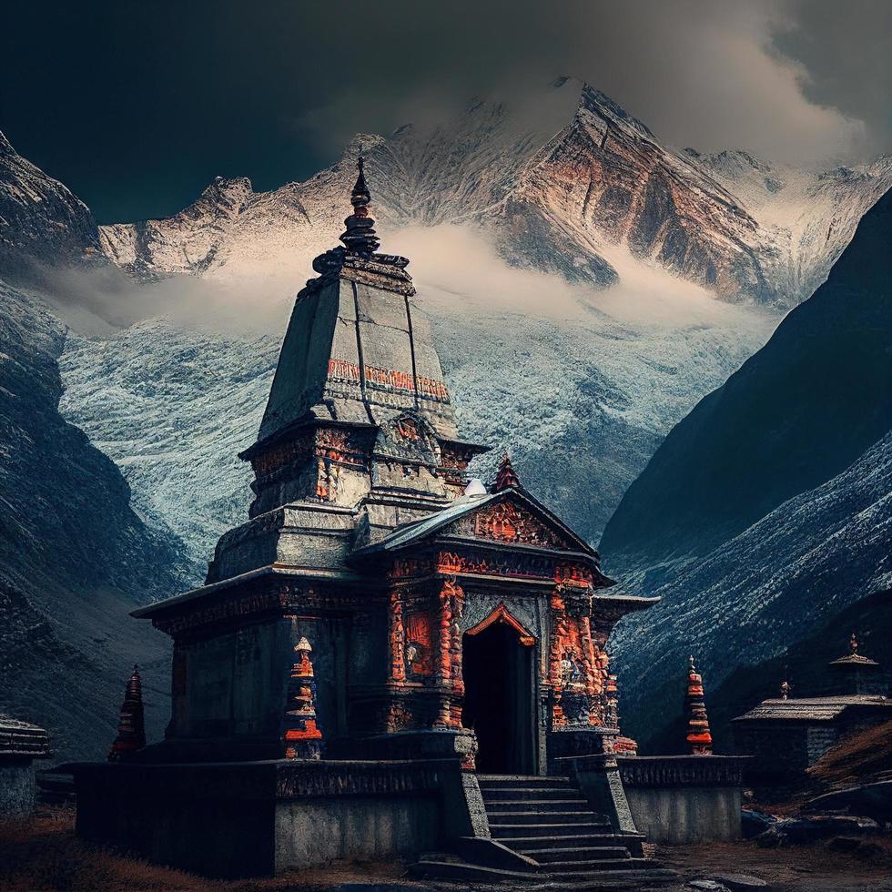 shiva templo kedarnath templo, montañas foto