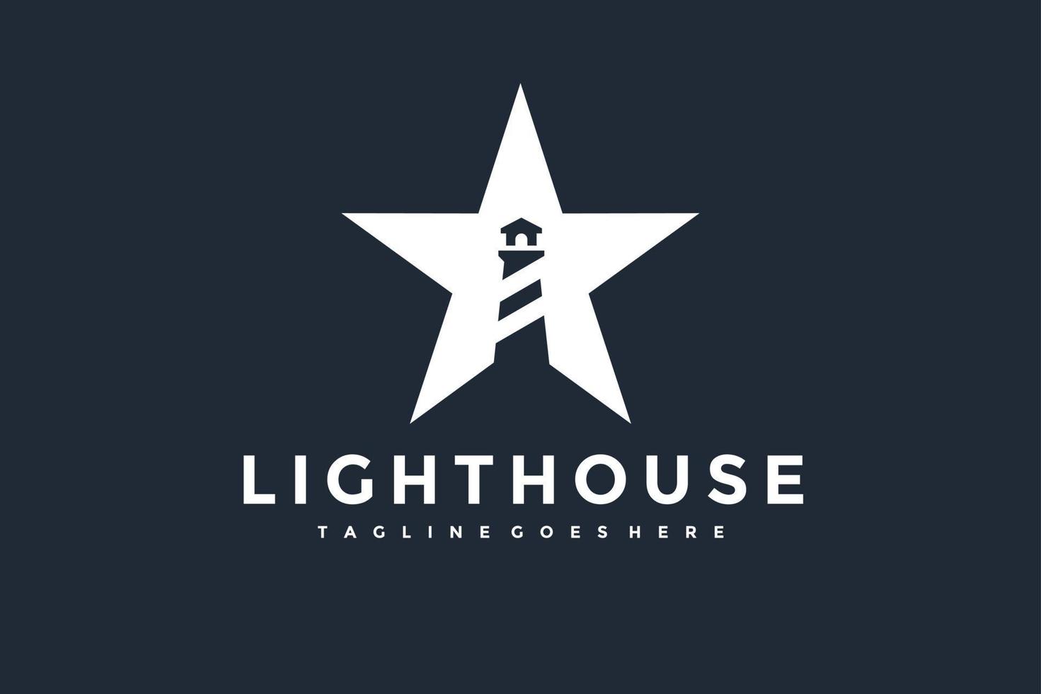 lighthouse and star logo vector