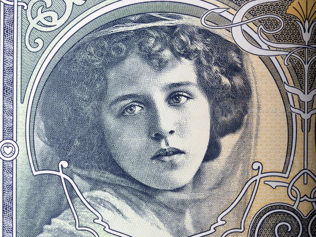 Young women from Czechoslovak money photo