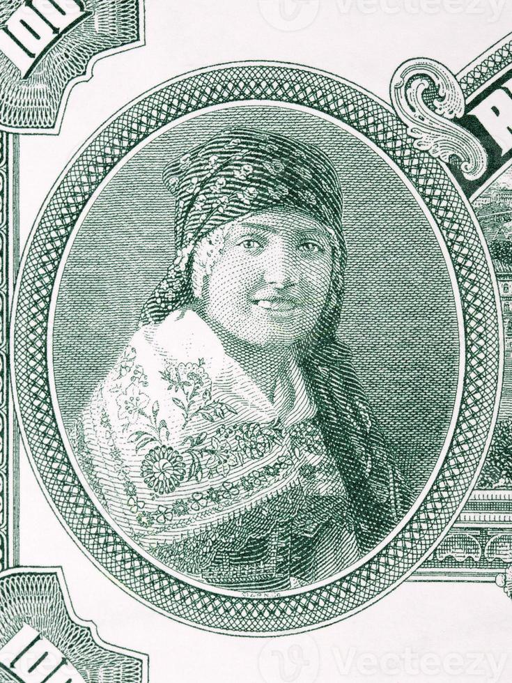 Woman in regional costume from Czechoslovak money photo