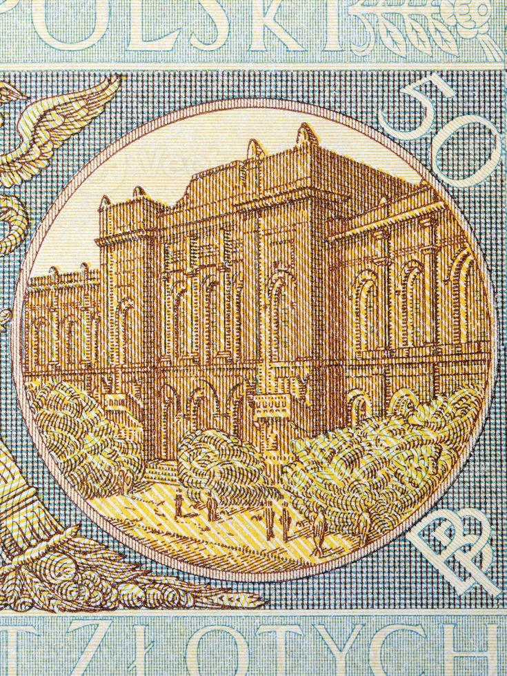 el edificio de el banco de Polonia en el entreguerras período en Varsovia desde dinero foto