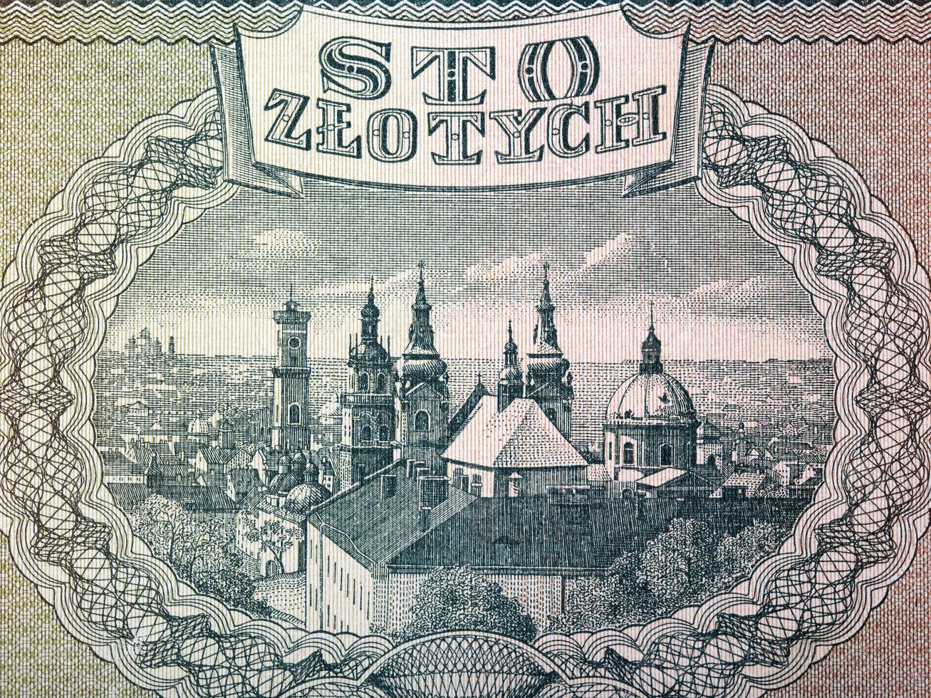 Panoramic view Lviv from a bird's eye view from money photo