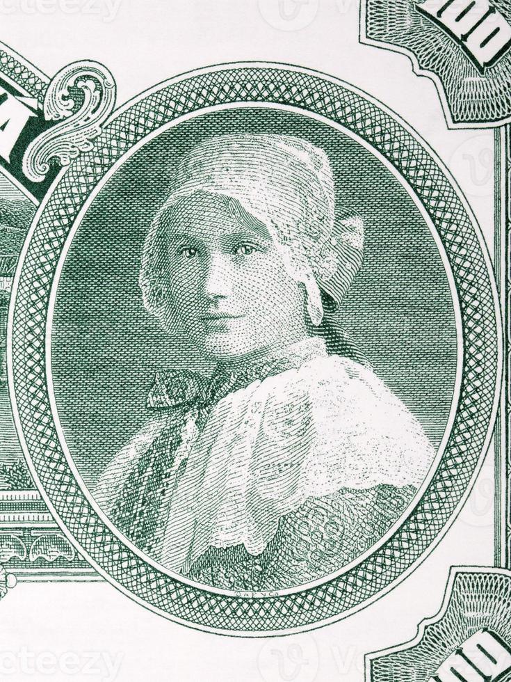 Woman in regional costume from Czechoslovak money photo