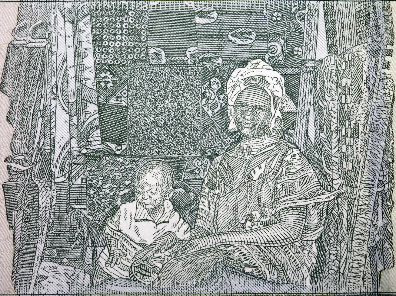 Market woman and her child from Liberian money photo
