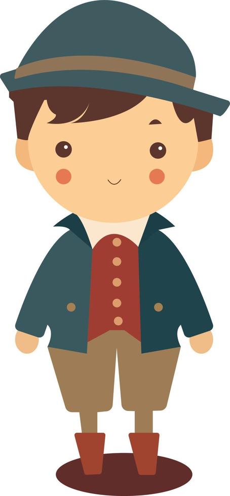 boy standing straight stock illustration vector