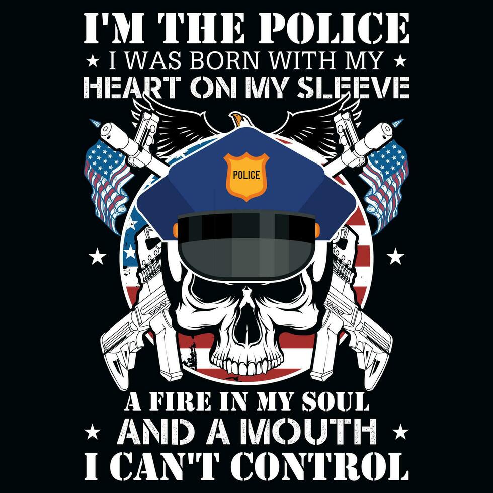 Police graphics tshirt design vector