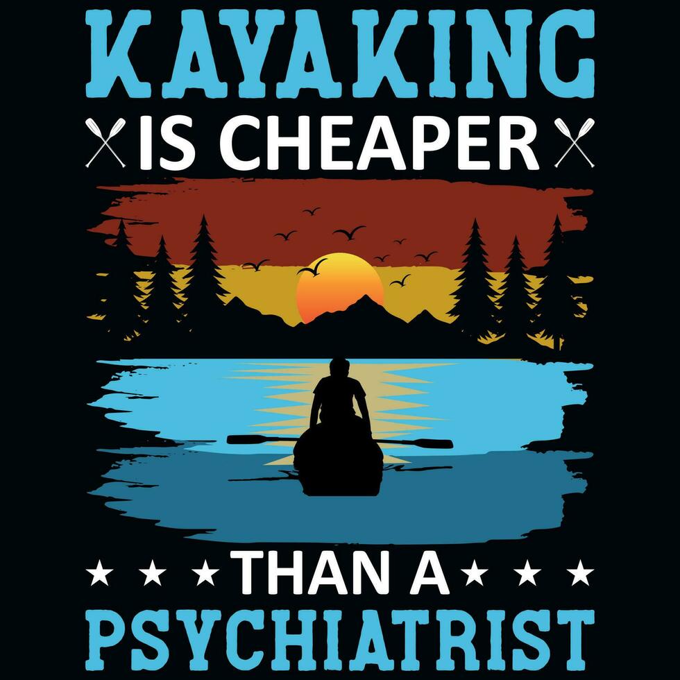 Kayaking typography graphics tshirt design vector