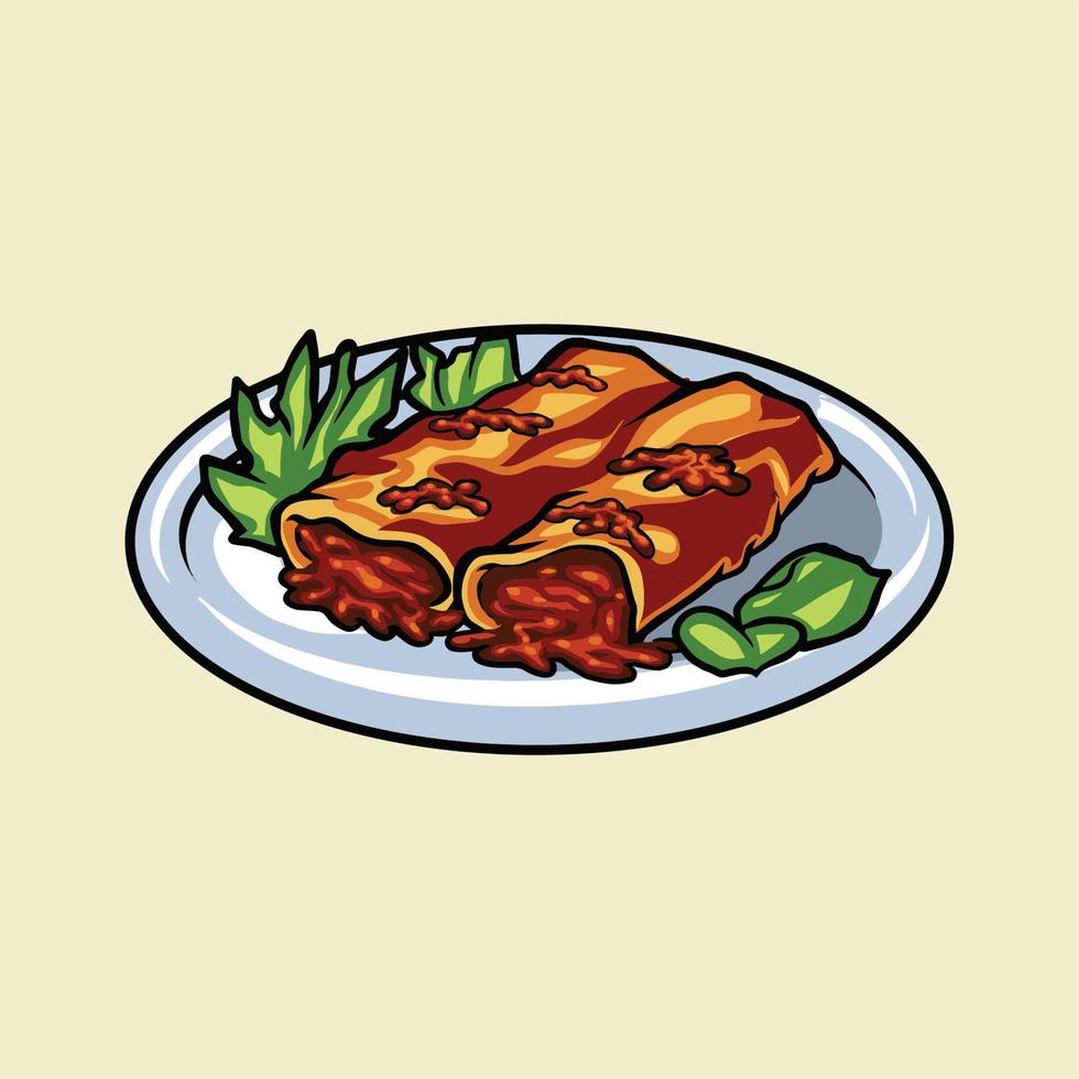 beef cannelloni food vector