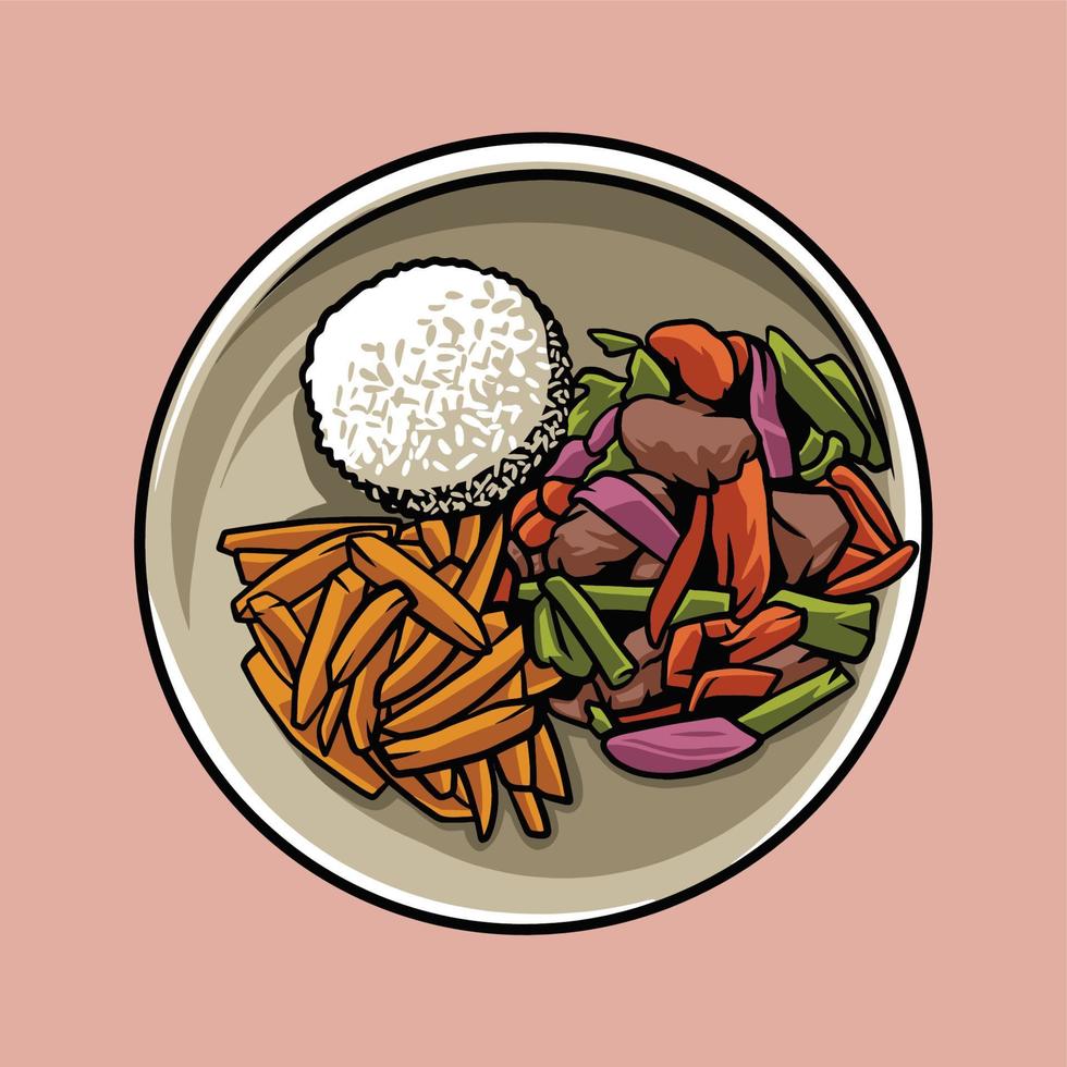 lomo saltado food vector