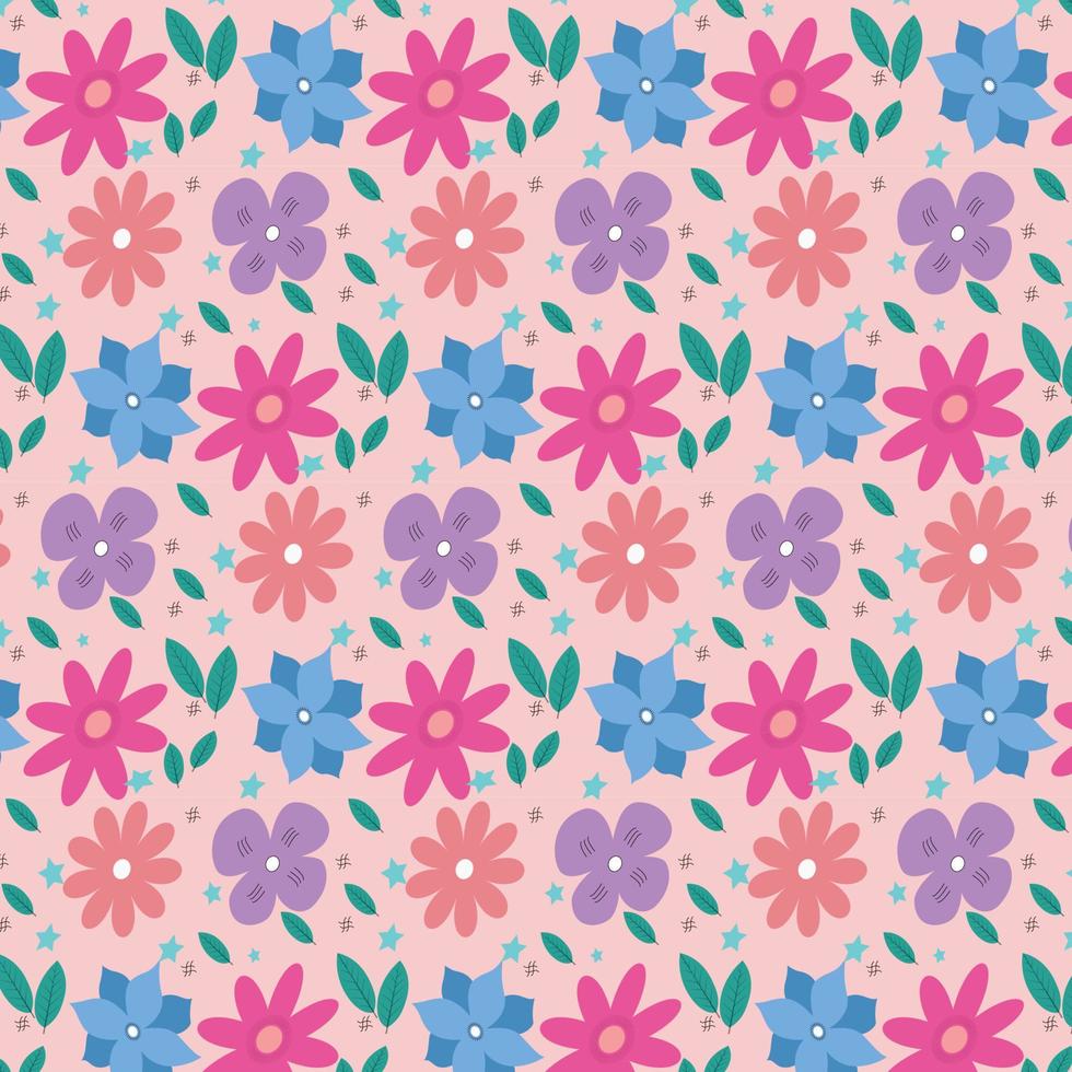 Flower and leaf pattern design template vector