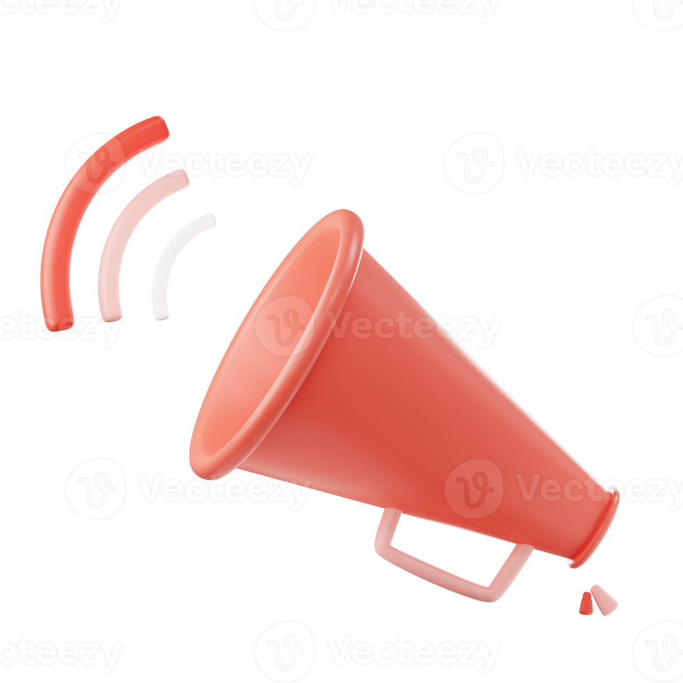 3D render Megaphone speaker or loudspeaker notification. Marketing time concept. png