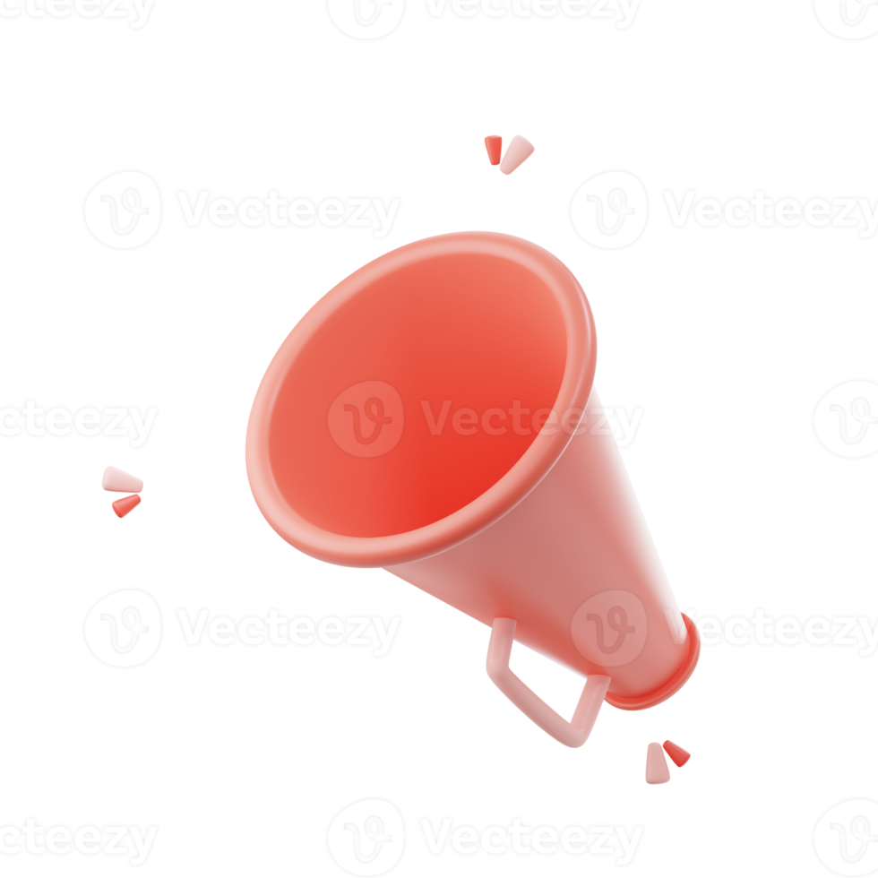 3D render Megaphone speaker or loudspeaker notification. Marketing time concept. png