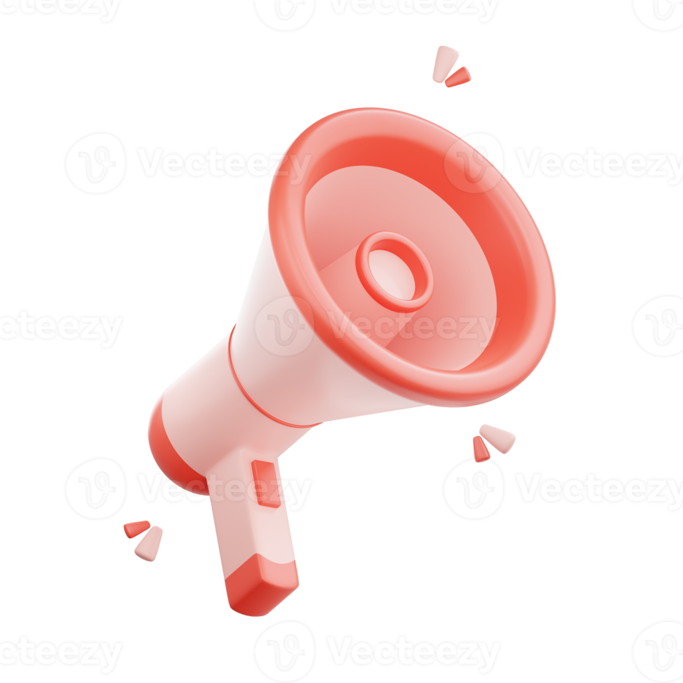 3D render Megaphone speaker or loudspeaker notification. Marketing time concept. png