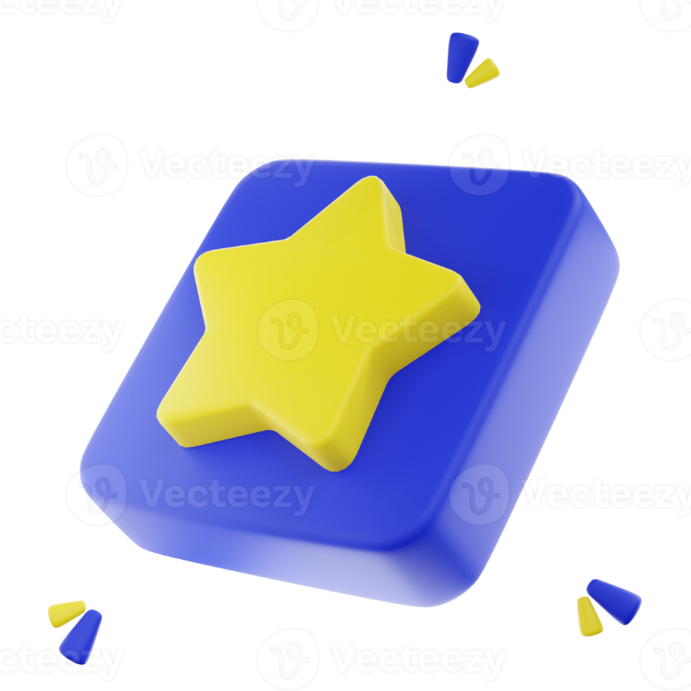 3D render gold star sparkle emoji. star Magic element. png