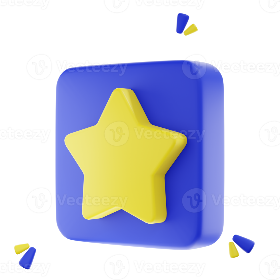 3D render gold star sparkle emoji. star Magic element. png