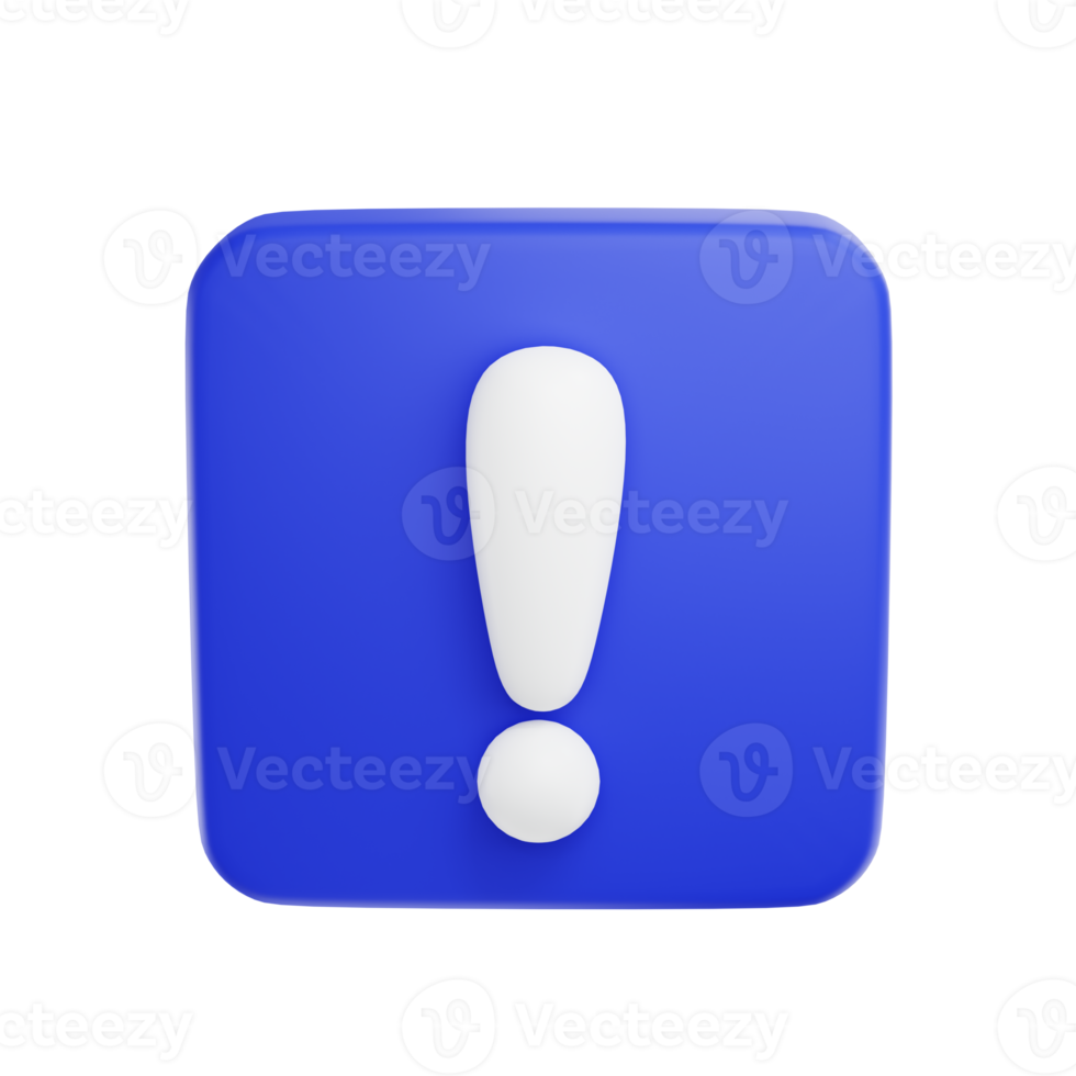 3d exclamation icon sign or attention caution mark. exclamation mark symbol. png