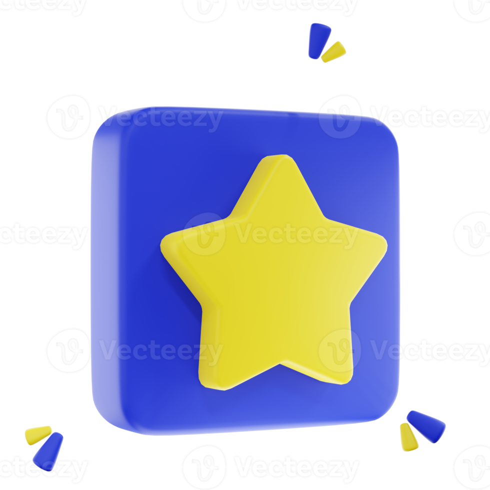 3D render gold star sparkle emoji. star Magic element. png