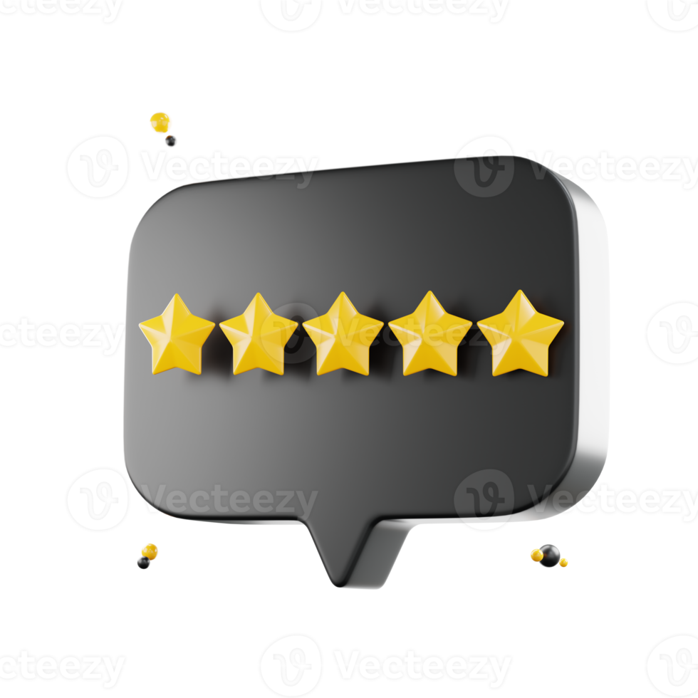 3d review rating stars for best excellent, services rating, Five stars, png