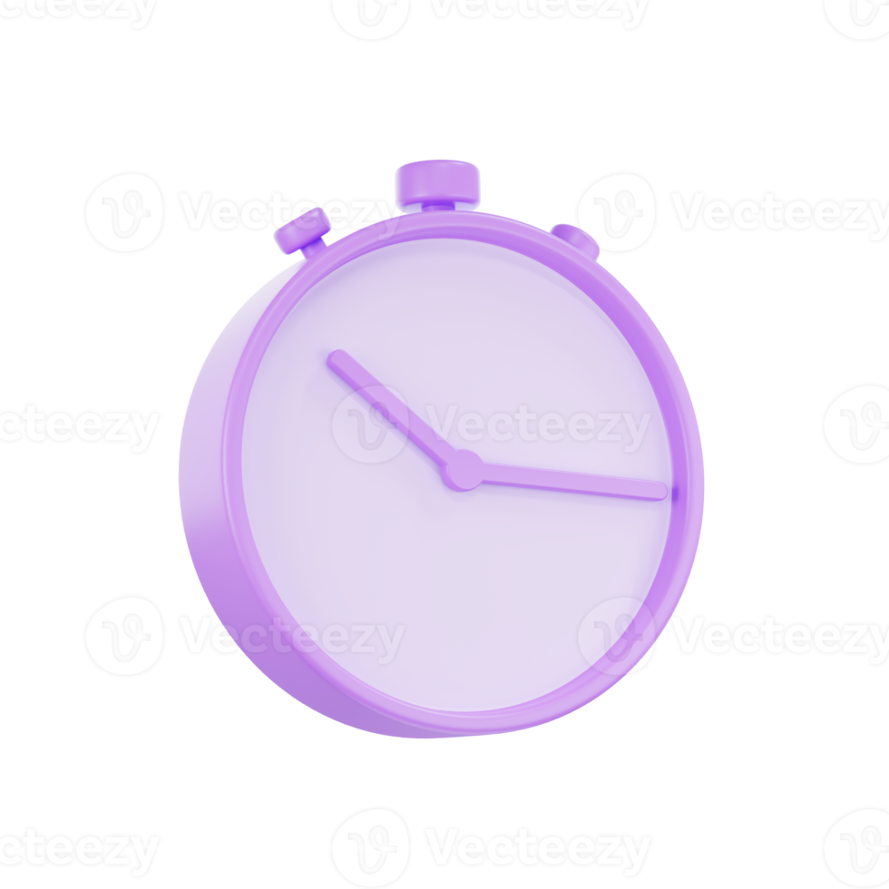 3d render purple pastel color alarm clock, 3D Circle clock icon png