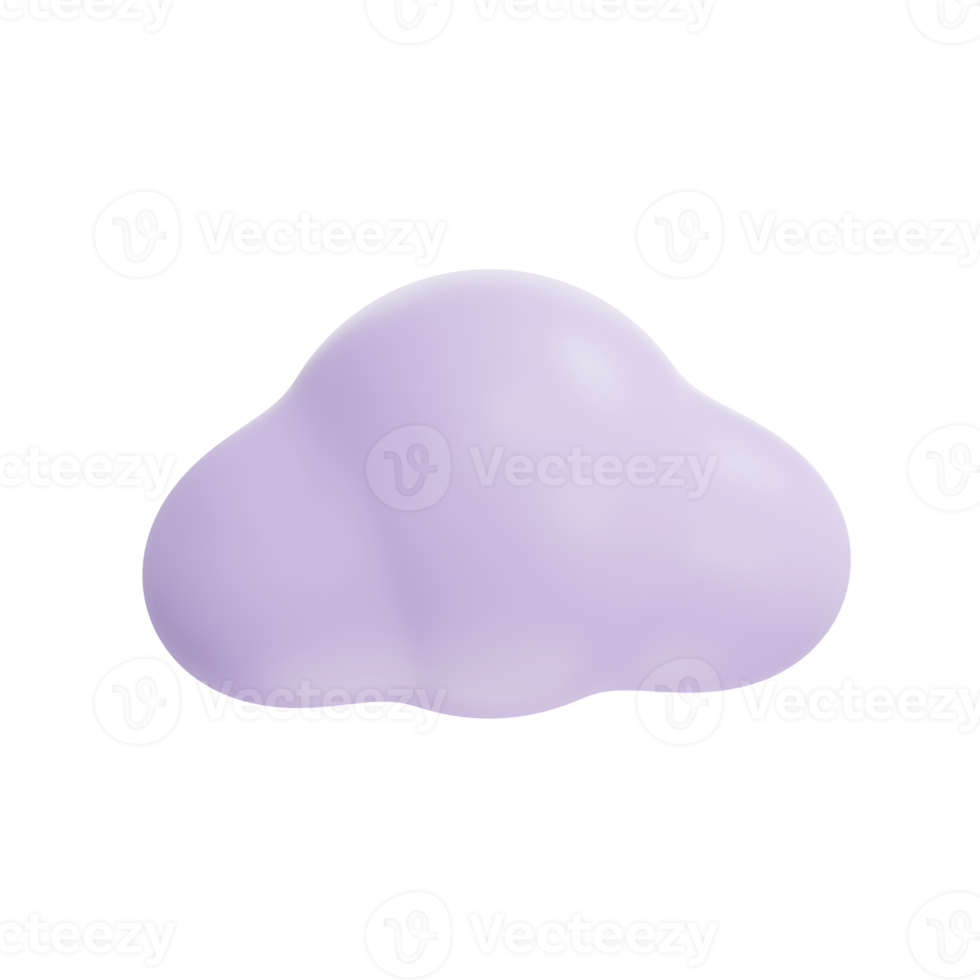 purple 3d clouds isolated,  cartoon fluffy clouds icon, png