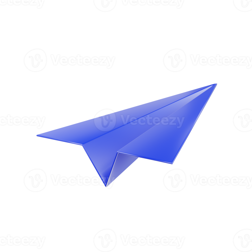 3D render Blue paper airplane icon, Send an email or message concept png