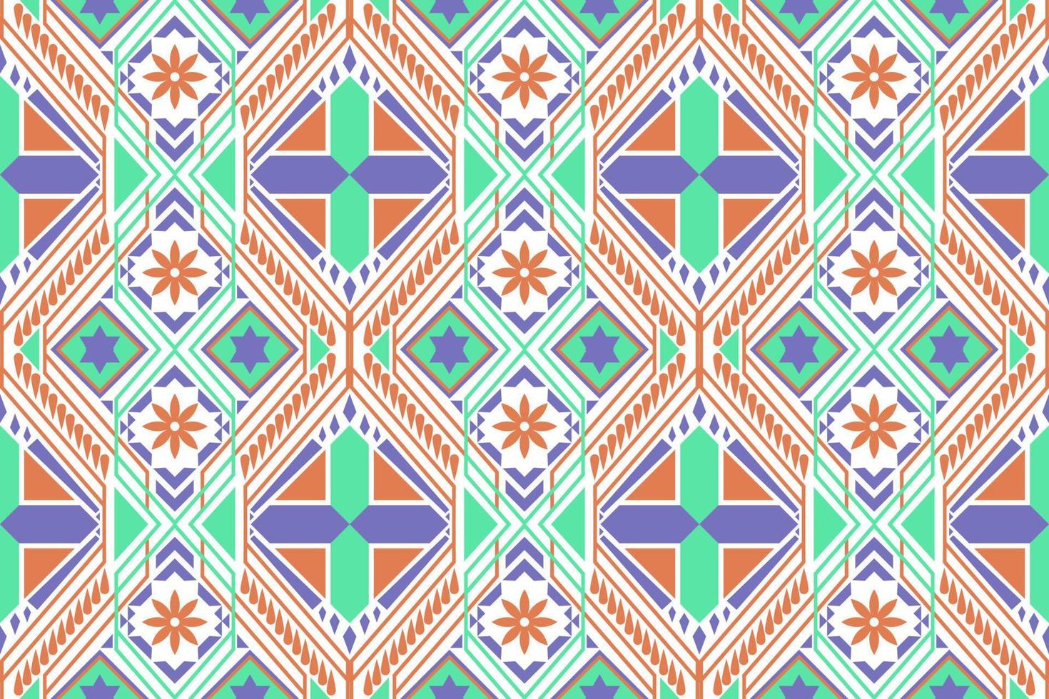 Colorful geometric ethnic seamless pattern designed for background, wallpaper, traditional clothing, carpet, curtain, and home decoration. vector