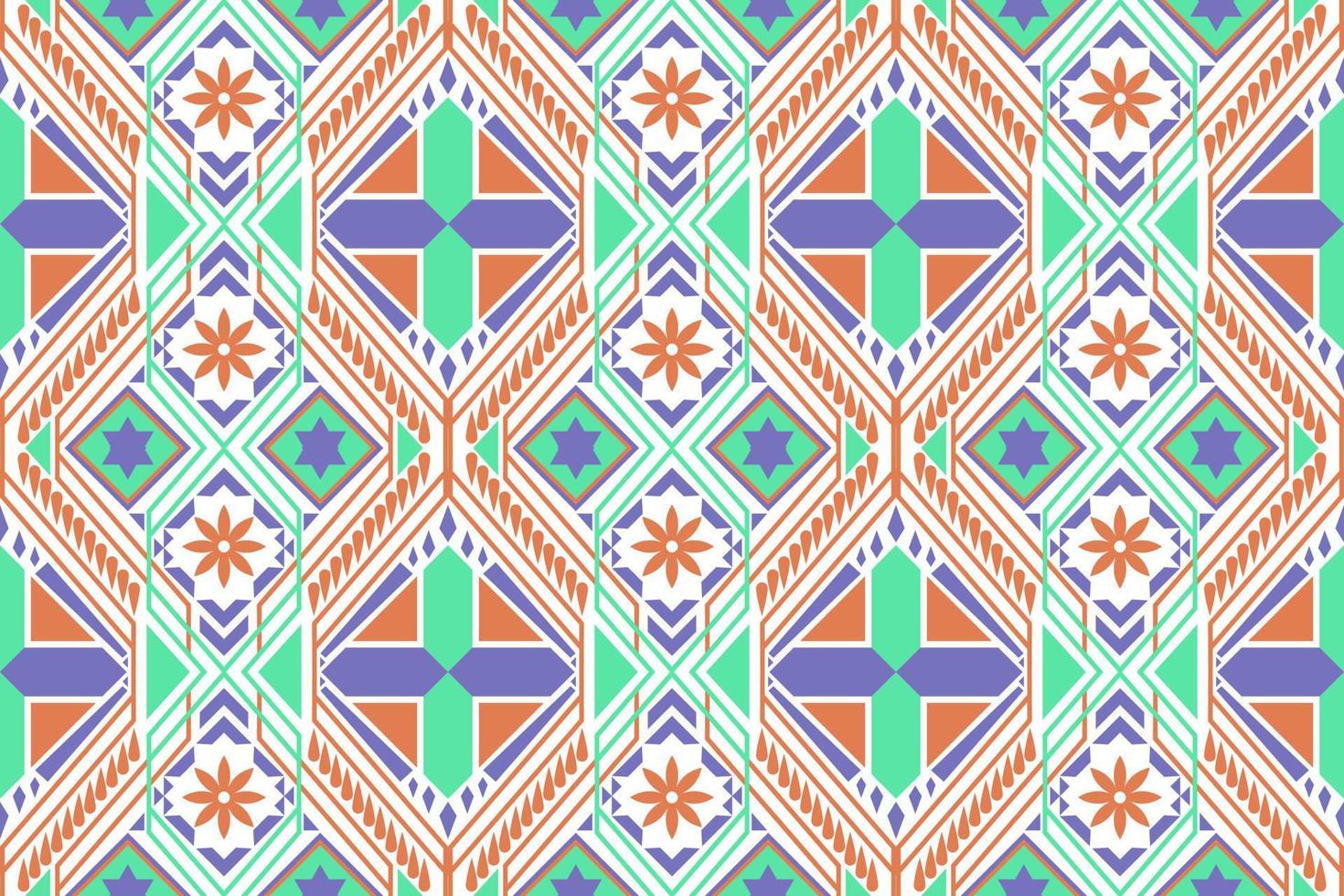 Colorful geometric ethnic seamless pattern designed for background, wallpaper, traditional clothing, carpet, curtain, and home decoration. vector