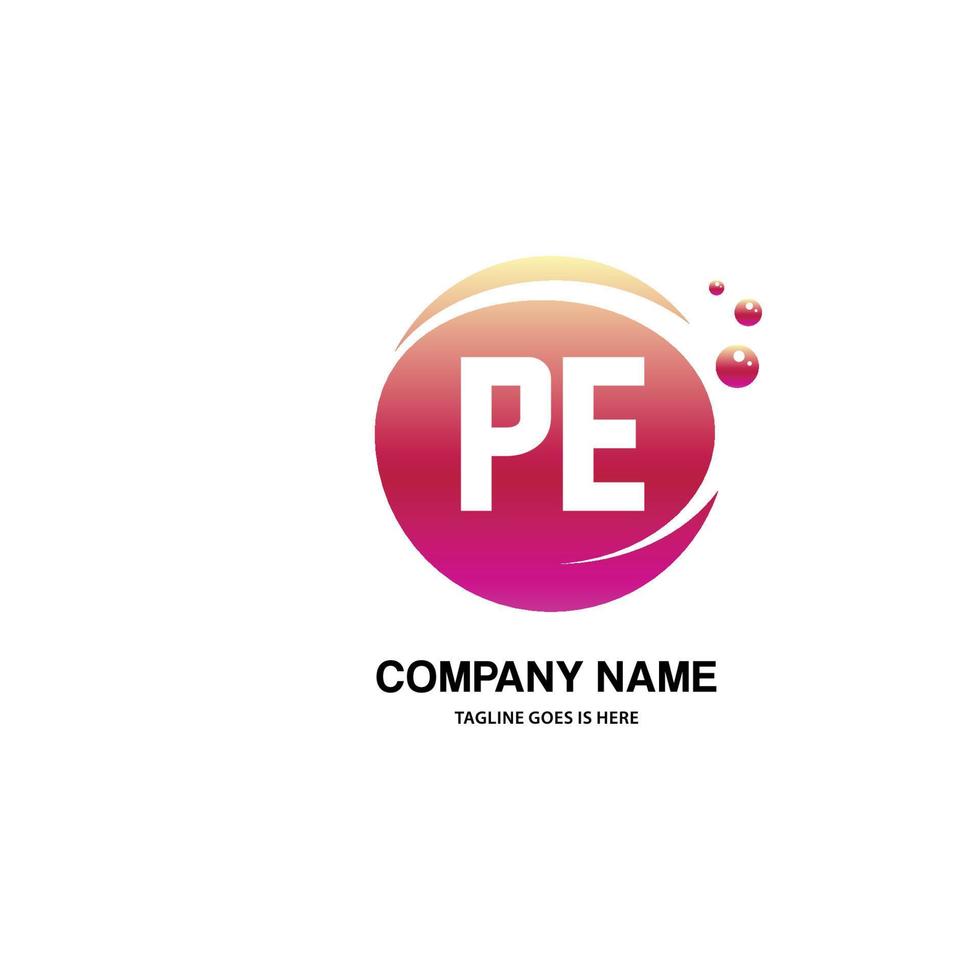 PE initial logo With Colorful Circle template vector