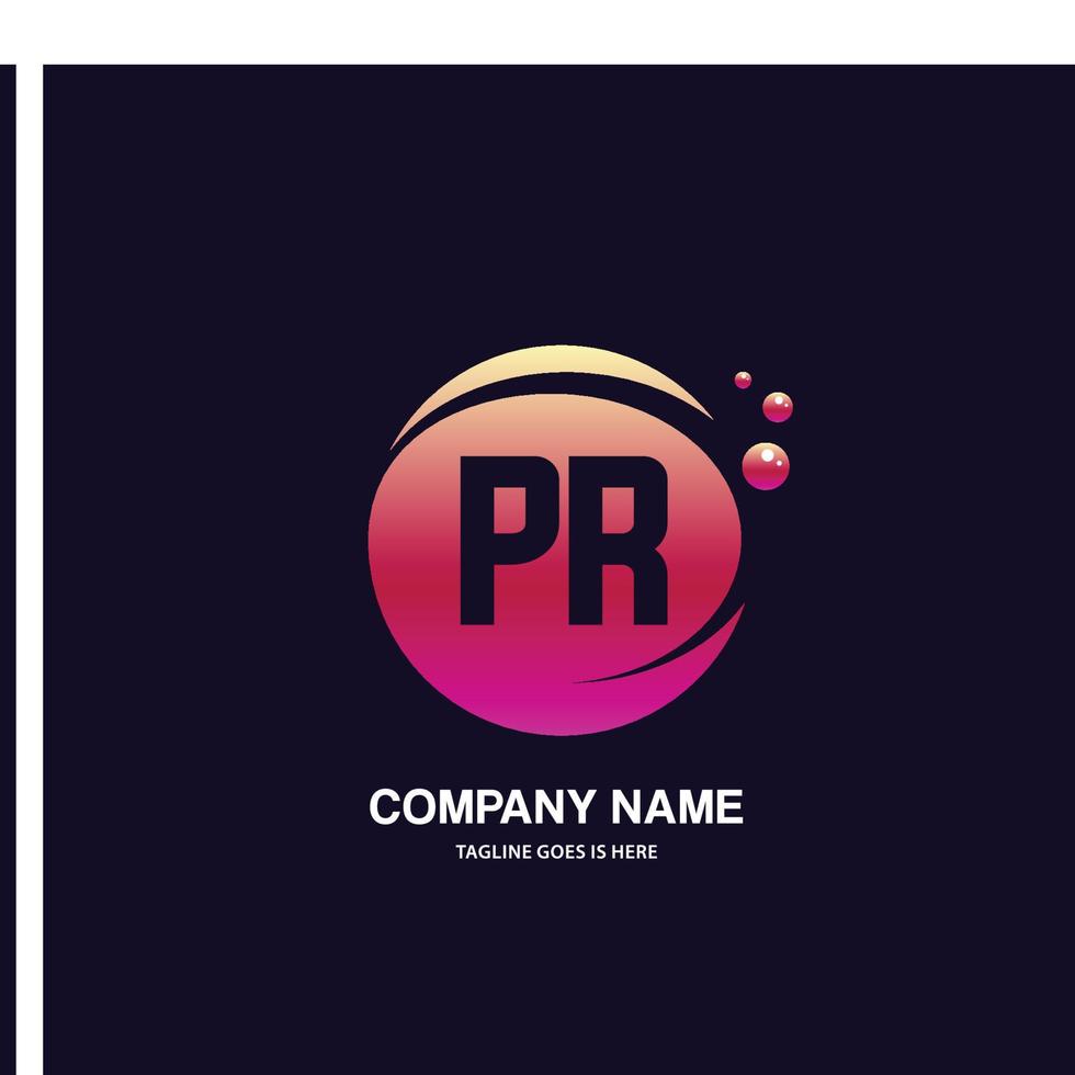 PR initial logo With Colorful Circle template vector