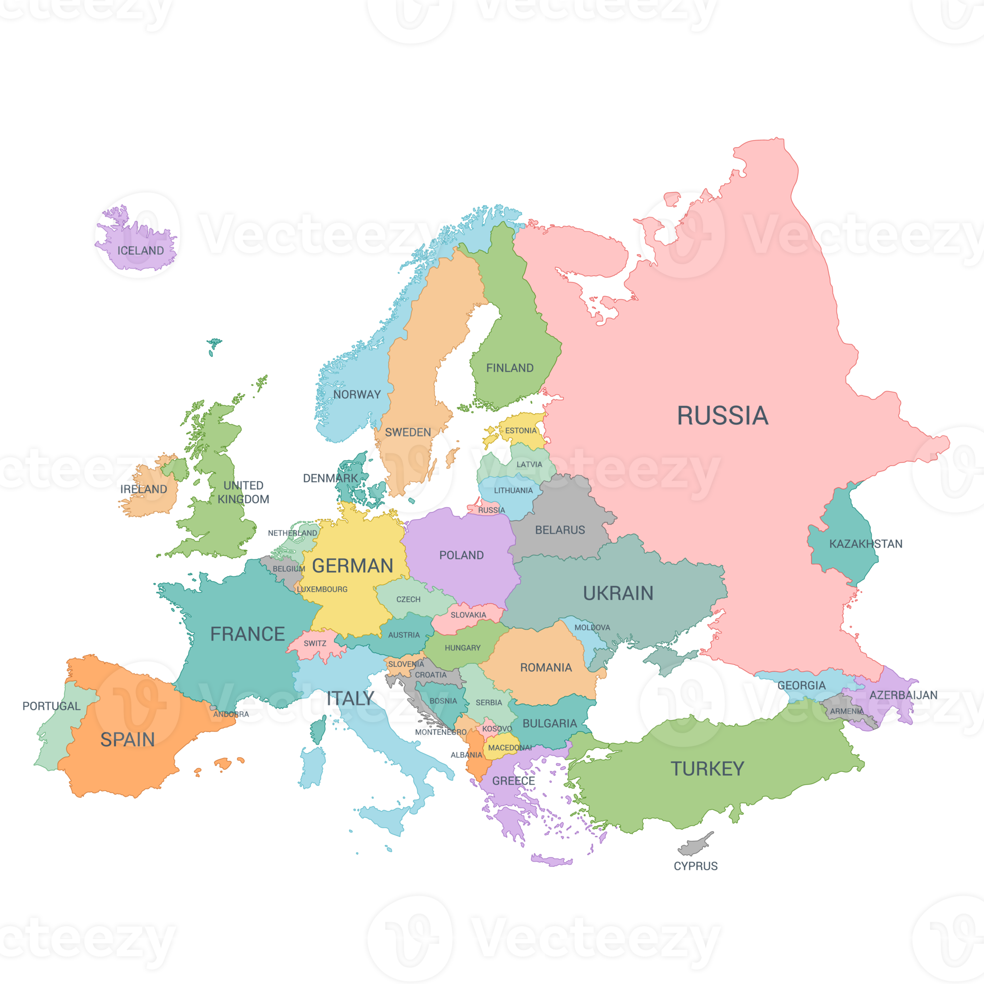 Europe Map Full Color High Detail Separated All Countries 22541454 PNG Europe Map Full Color High Detail Separated All Countries Png
