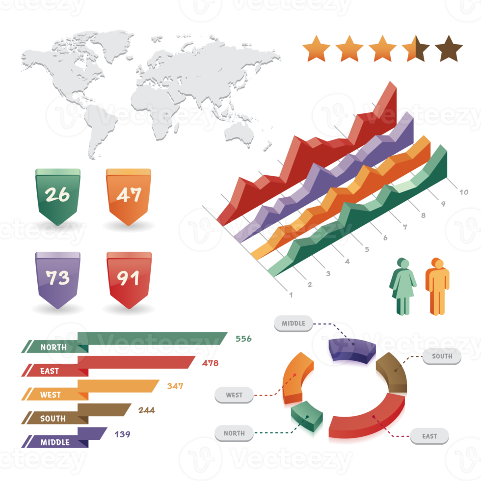 Full color info graphic elements png