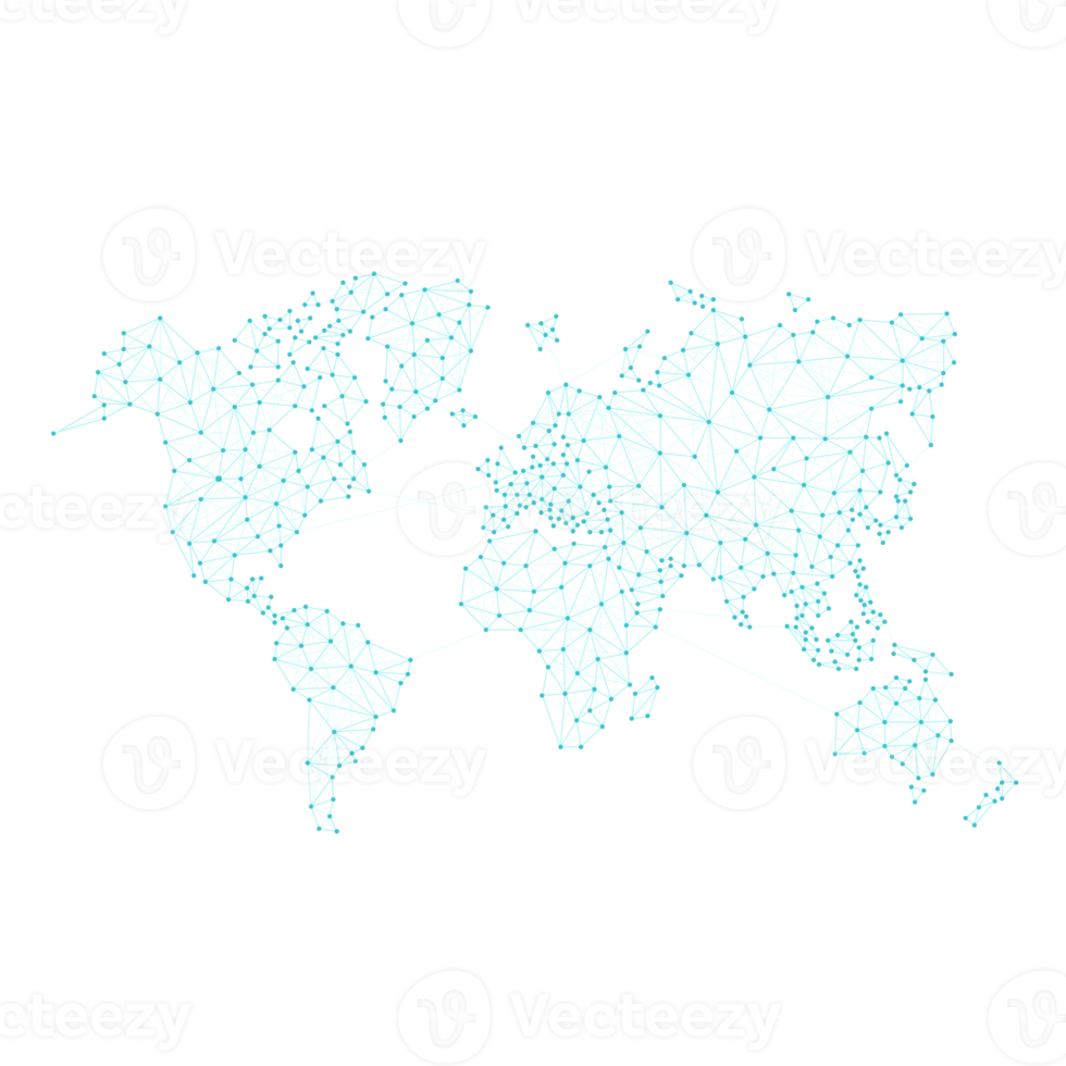 World Map Abstract Design Dot and Line Connection png