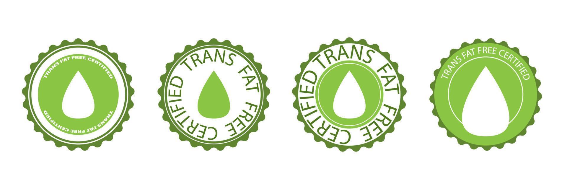 Trans fat free certified. Set of round icon vector