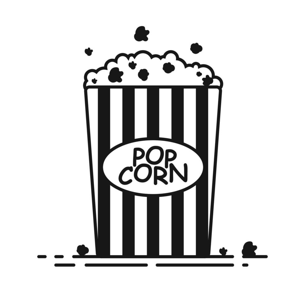 palomitas de maiz icono en plano estilo. bocadillo comida vector