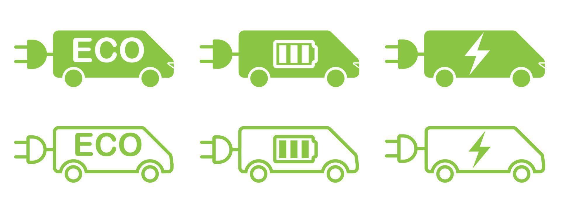 Set of icons of electric cars. The concept of using alternative energy vector