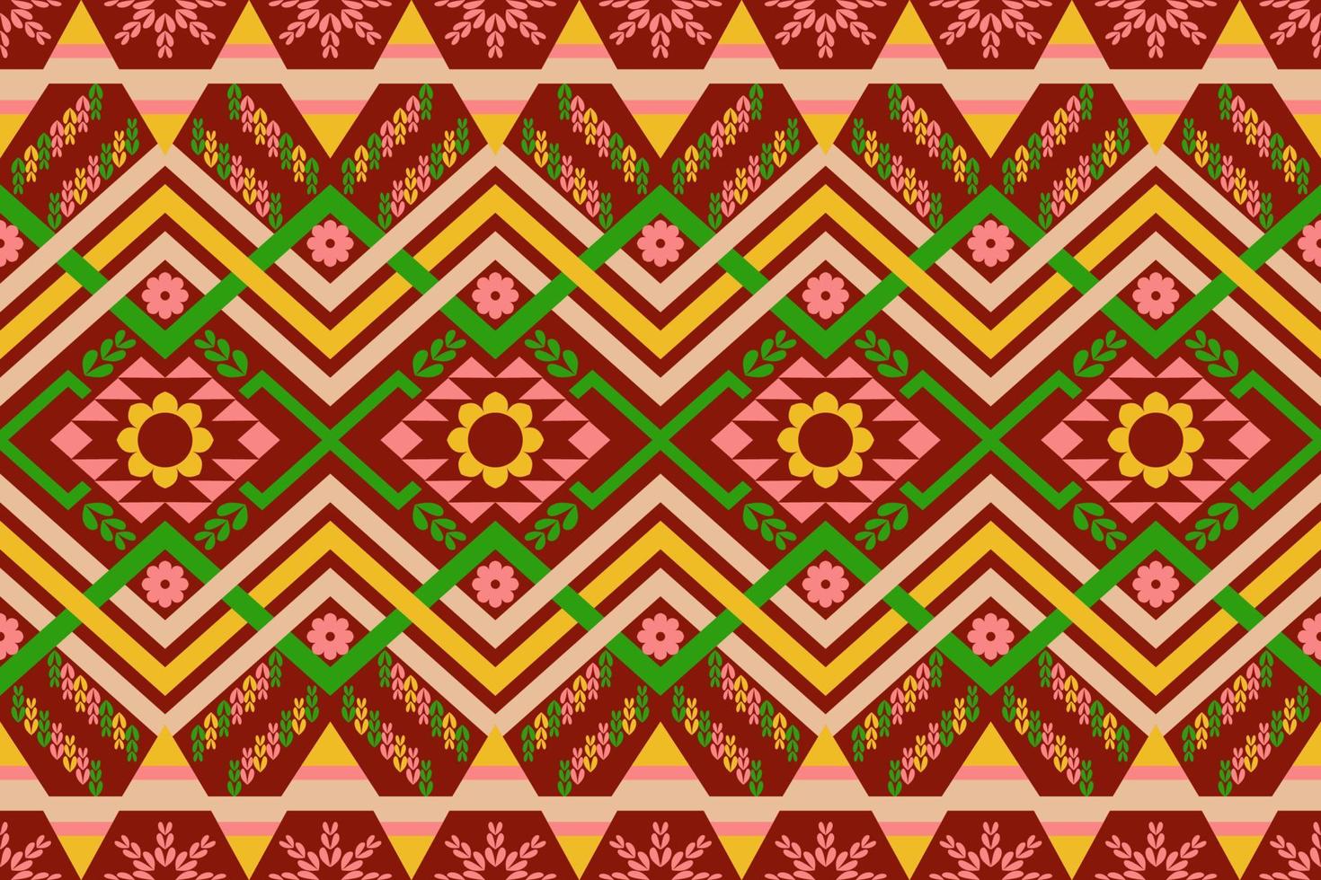 Colorful geometric ethnic seamless pattern designed for background, wallpaper, traditional clothing, carpet, curtain, and home decoration. vector