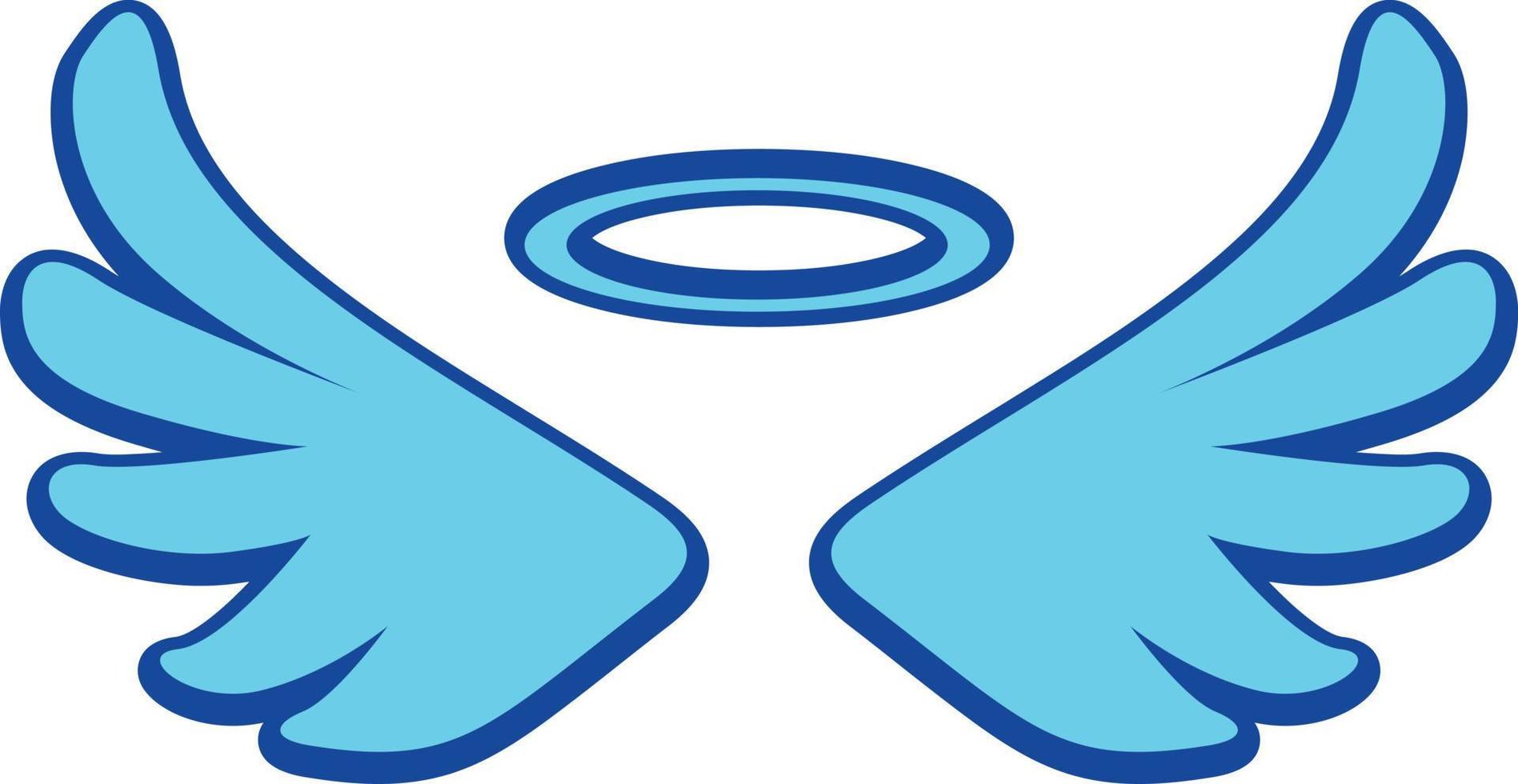 azul ángel alas icono con nimbo - valores vector