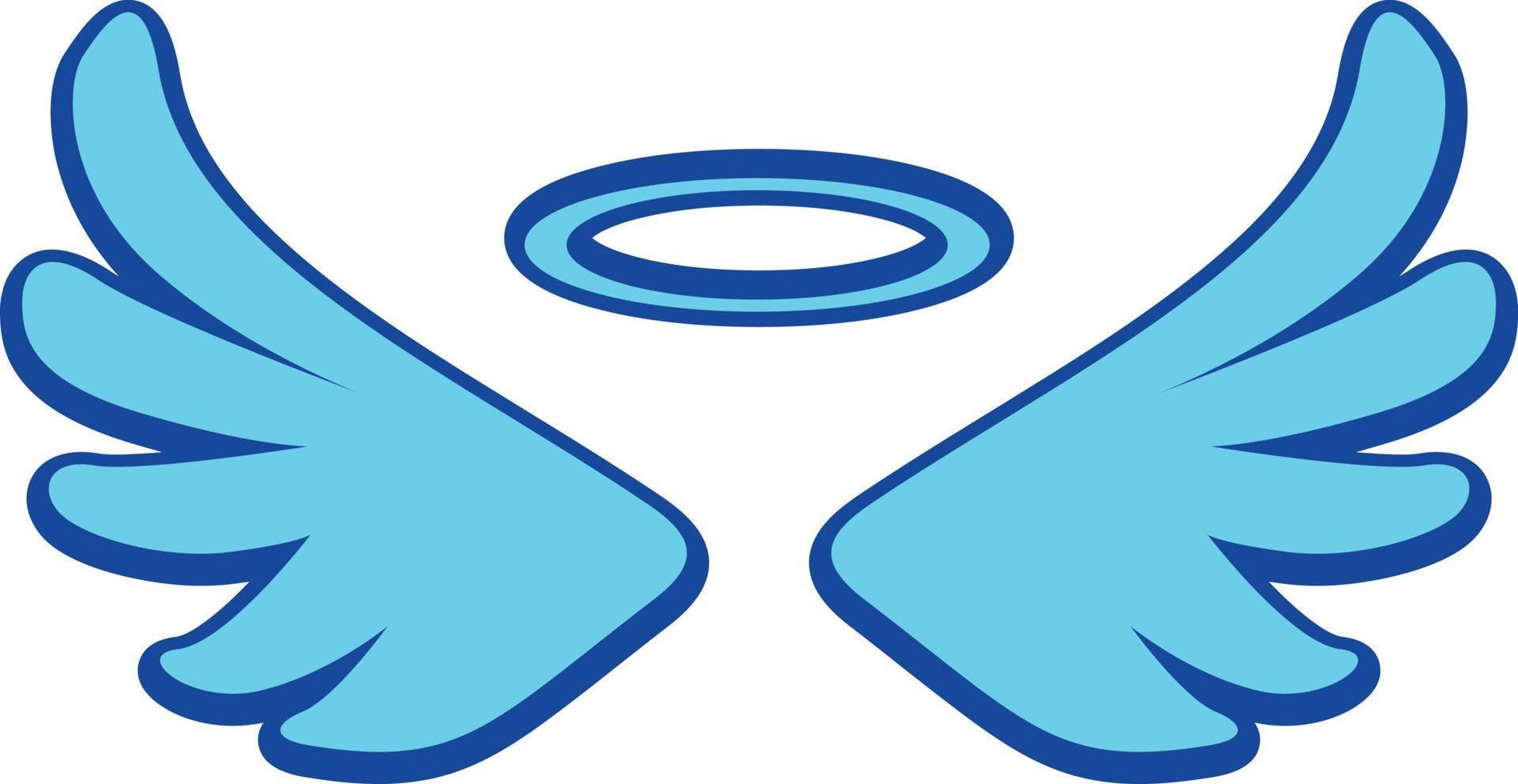 blue angel wings  icon with nimbus - stock vector
