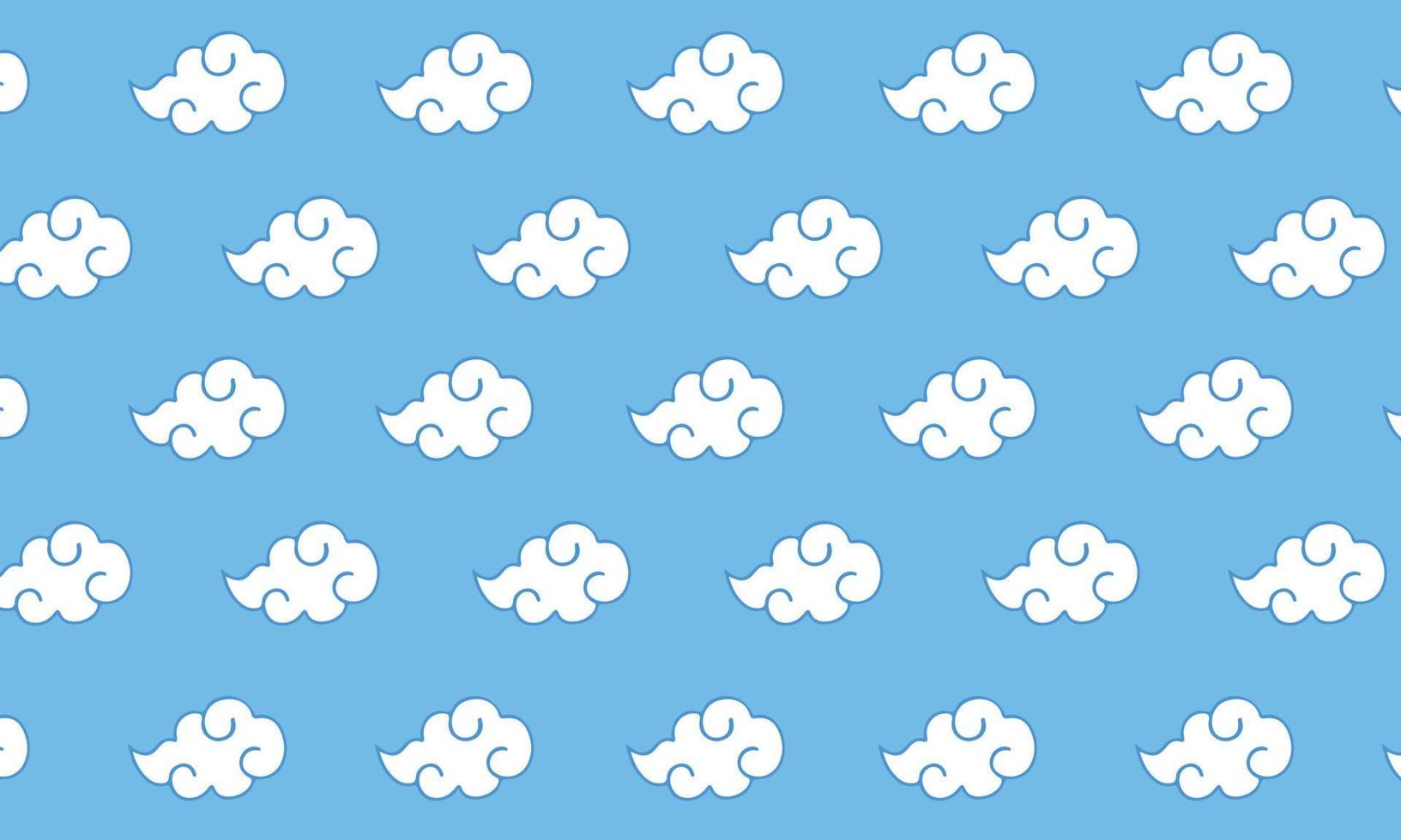 Vector illustration of wallpaper with white clouds on the blue bright background