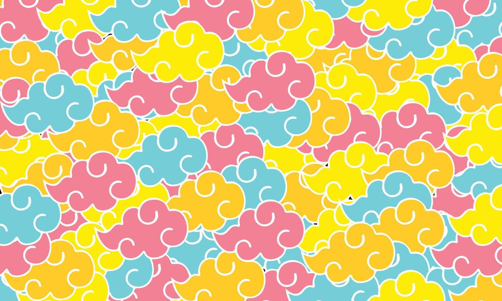 Colorful Japanese-Chinese cloud pattern background. Summer season color concept. vector