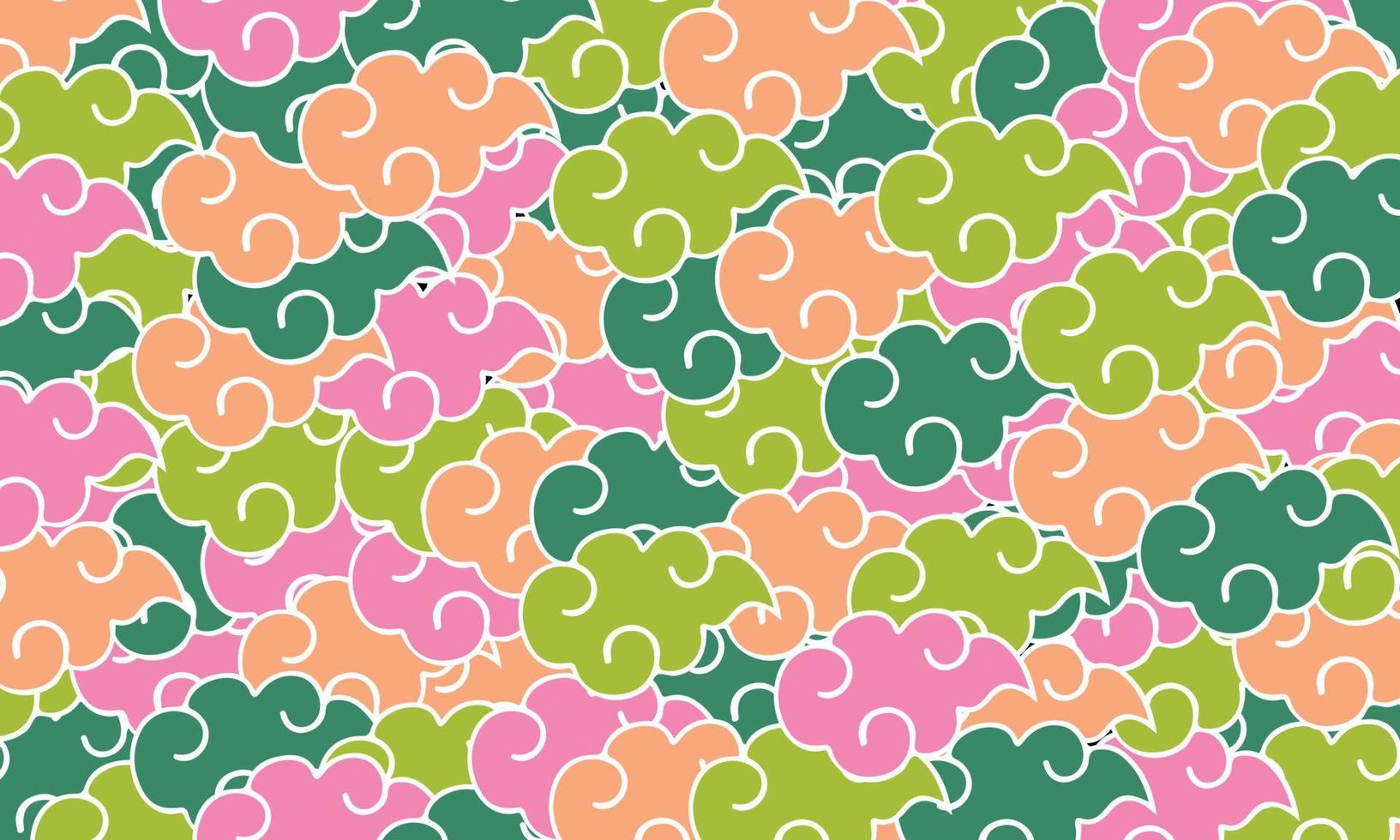 Colorful seamless Japanese-Chinese cloud pattern background. Spring season color concept. vector