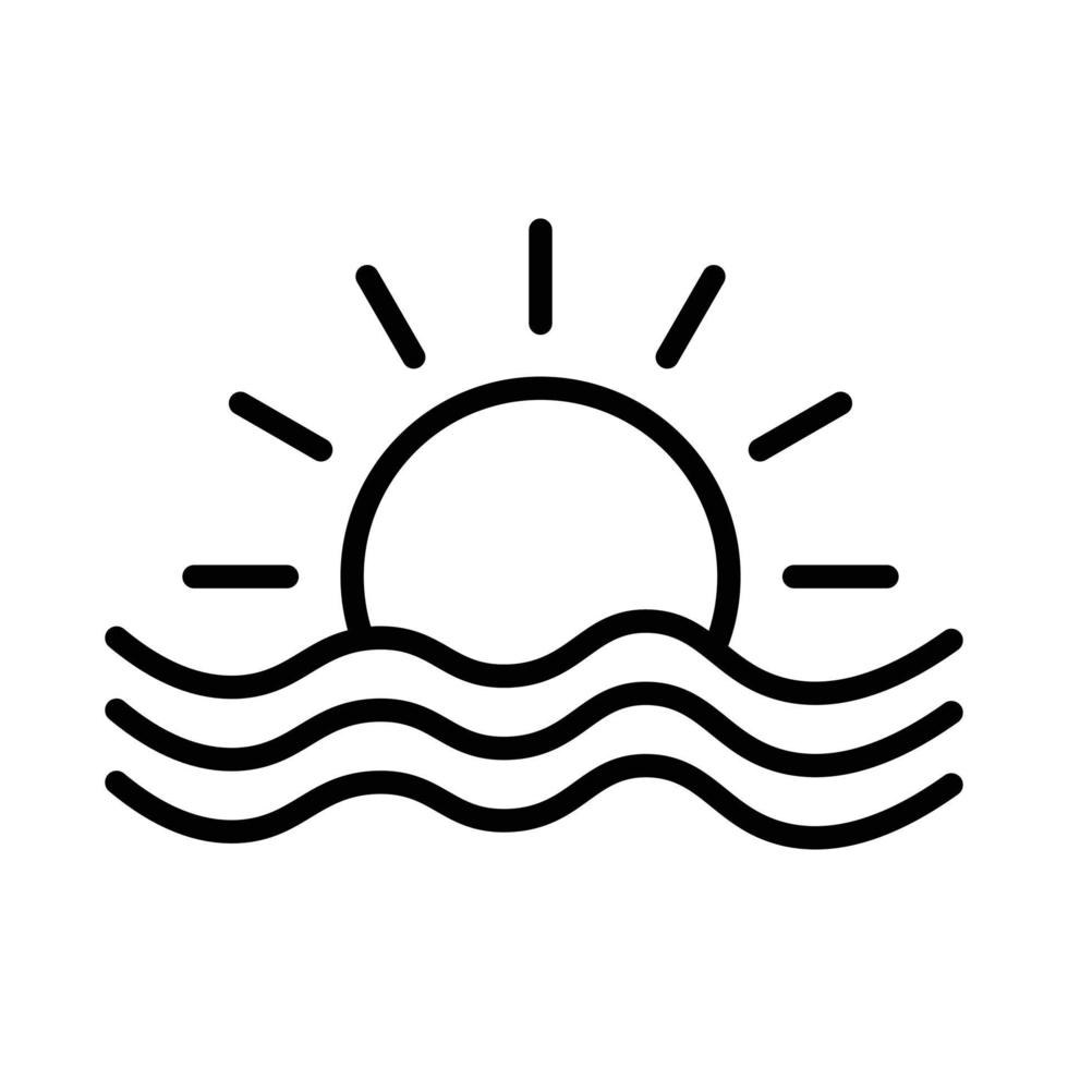 sun outline icon, summertime, sunny day icon, summer design elements, hot weather, sunlight icon outline black and white vector